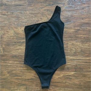 One Shoulder Black Bodysuit